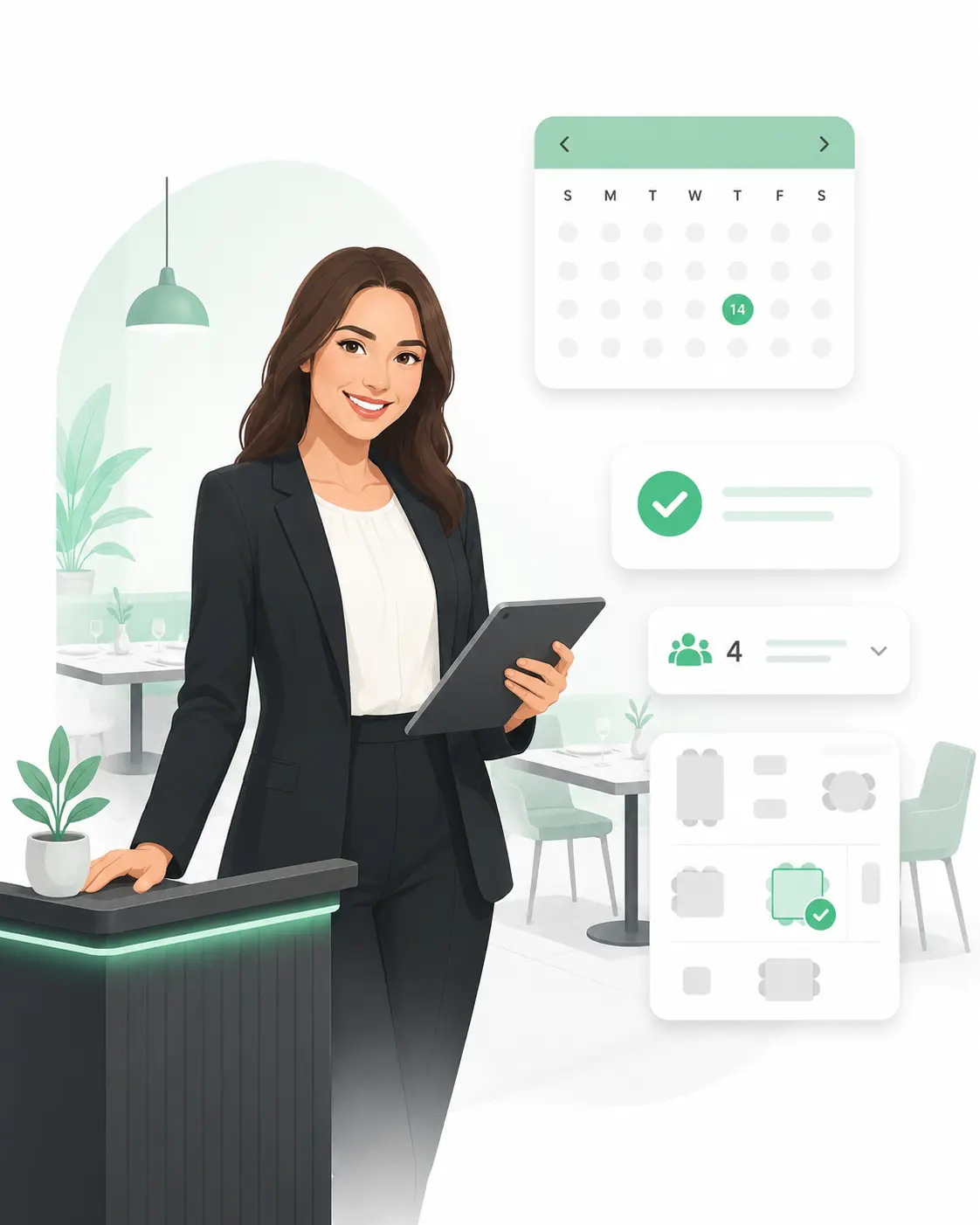 Restaurant reservation dashboard illustration